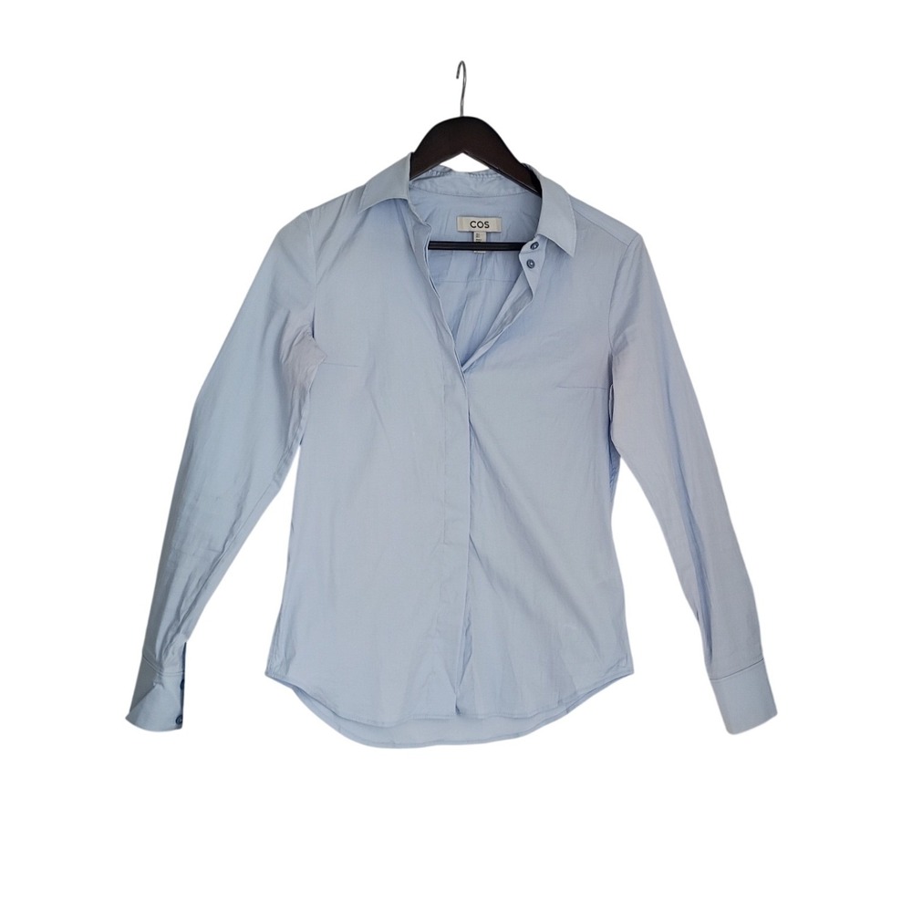 COS Scandi Light Blue Cotton Hidden Button Down Tailored Shirt Long Sleeve S $98